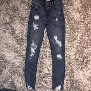 Medium Wash Distressed High Rise Ankle Jeans